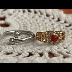 Set of 2 14k Yellow Gold & 18k White Gold Rings